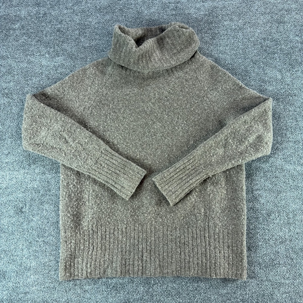 Community Aritzia Women XS Turtleneck‎ Sweater Heathered Taupe Brown Wool Blend